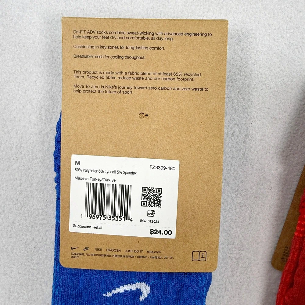 Nike Unicorn 2 Pack Crew Cushioned Socks / Size M (W 6-10, M 6-8) / FZ3399